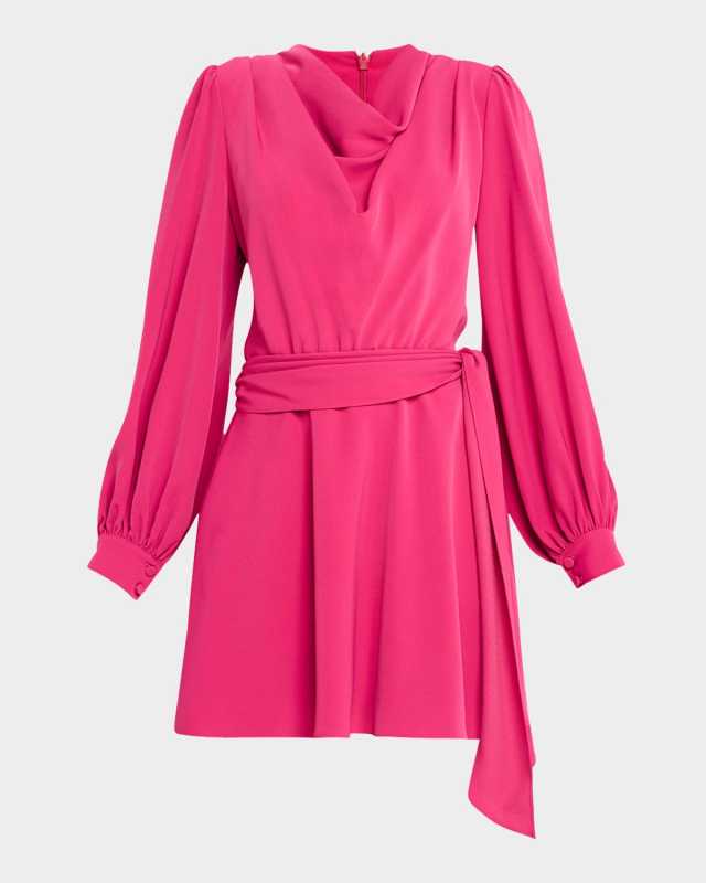 Russel Belted Cowl-Neck Mini Dress